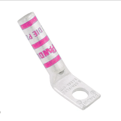 L1/0-10HW 45° Angled Compression Lug | High-Purity Copper | 1/0 AWG | #10 Stud | Pink Insulation