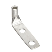 D1410-3801FW universal 90-degree compression lug for 14-10 AWG cables, made from T2 copper with two 3/8" stud holes at 1-inch spacing.