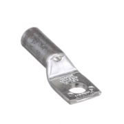 L4-14/W 4 AWG straight compression terminal with tin-plated T2 copper construction, long barrel design, 1/4" stud hole and gray color coding.