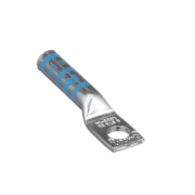 Heavy-duty 6 AWG compression terminal made from T2 copper with long barrel design, 5/16" bolt hole and blue die code identification.
