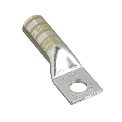 L250-78/W 250 MCM compression lug with long barrel design, made from T2 copper with 7/8" stud hole and yellow color coding.