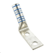 PK10 400 MCM 45-degree heavy duty compression lug made from T2 copper with dual 1/2" stud holes at 1-3/4" spacing and blue color coding.