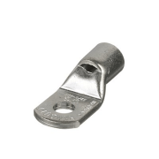 2/0 AWG tubular ring compression lug made from tin-plated T2 copper with 5/16" stud hole, inspection window, and short barrel design for electrical applications.