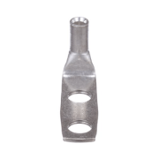 Front view of 10 AWG Copper Compression Lug with 90 degree tongue and 2-hole 1/4 inch stud configuration.