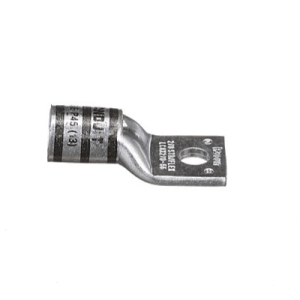 Front view of 2/0 AWG Copper Compression Lug (Straight Tongue) showing 1-hole 5/16 inch stud and standard barrel.